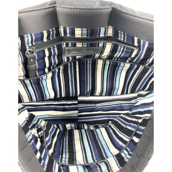 Vera Bradley Lay Flat Gray Quilted Tote Messenger Bag - Picture 5 of 10